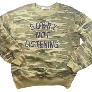 Wound Up | Camouflage Sweater SORRY NOT LISTENING Sweatshirt Green Camo